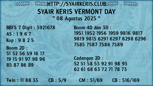 Prediksi Vermont Day