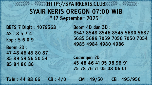 Prediksi Oregon 07:00 WIB