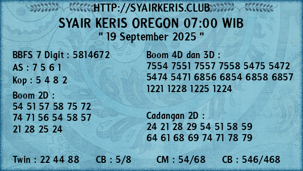 Prediksi Oregon 07:00 WIB