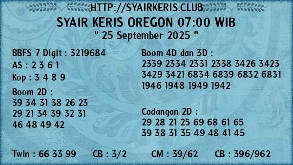 Prediksi Oregon 07:00 WIB
