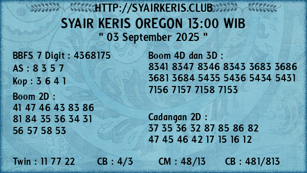 Prediksi Oregon 13:00 WIB