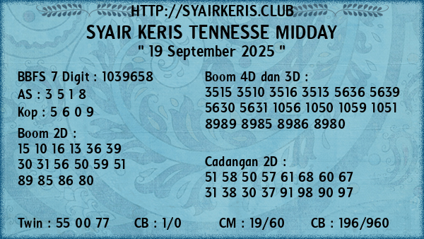 Prediksi Tennesse Midday