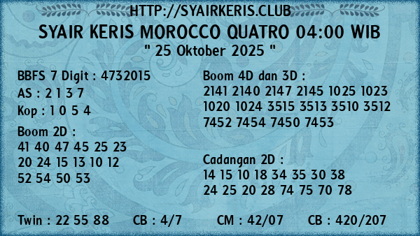 Prediksi Morocco Quatro 04:00 WIB