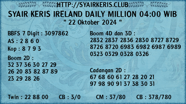 Prediksi Ireland Daily Million 04:00 WIB