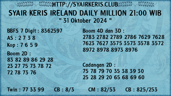 Prediksi Ireland Daily Million 21:00 WIB