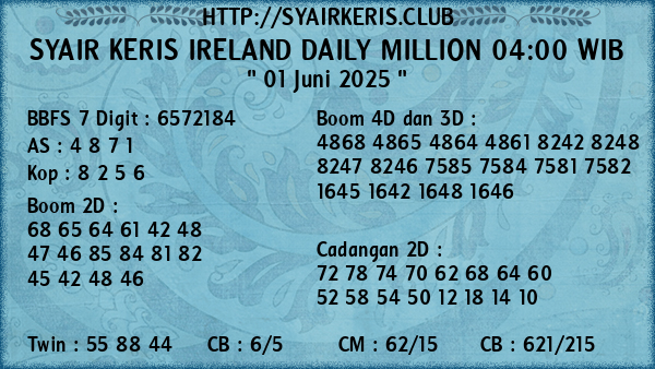 Prediksi Ireland Daily Million 04:00 WIB