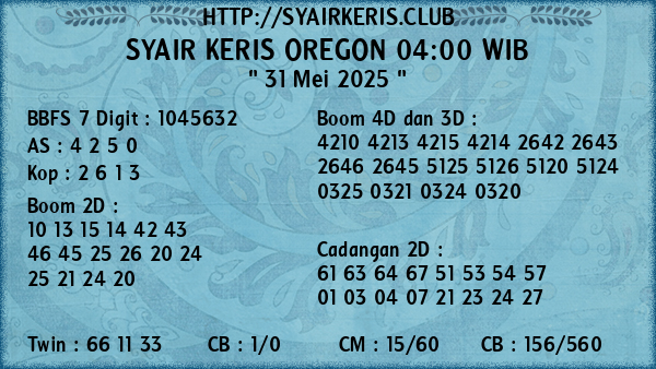 Prediksi Oregon 04:00 WIB