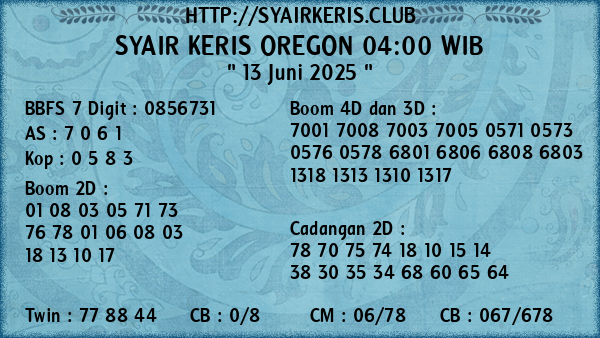 Prediksi Oregon 04:00 WIB