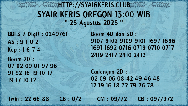 Prediksi Oregon 13:00 WIB